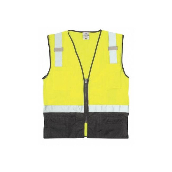 Kishigo Safety Vest,Mesh Bottom,Lime,Class2,L/XL 1509-L-XL