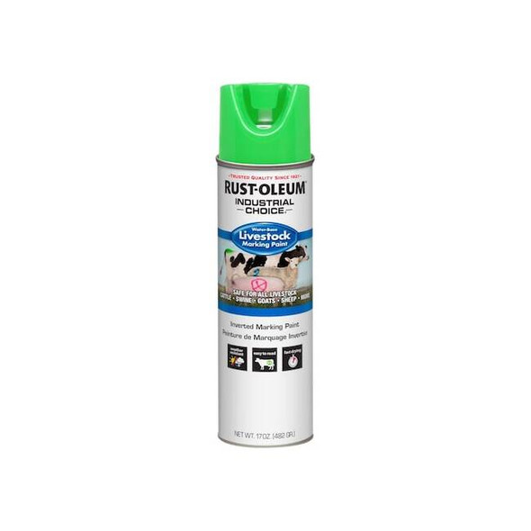 Rust-Oleum Livestock Marking Paint, Fluorescent Green, Water, 17 Oz 383007