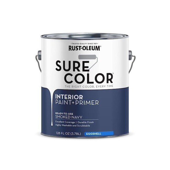 Interior Paint/Primer, Eggshell, Water Base, Smoked Navy, 1 gal