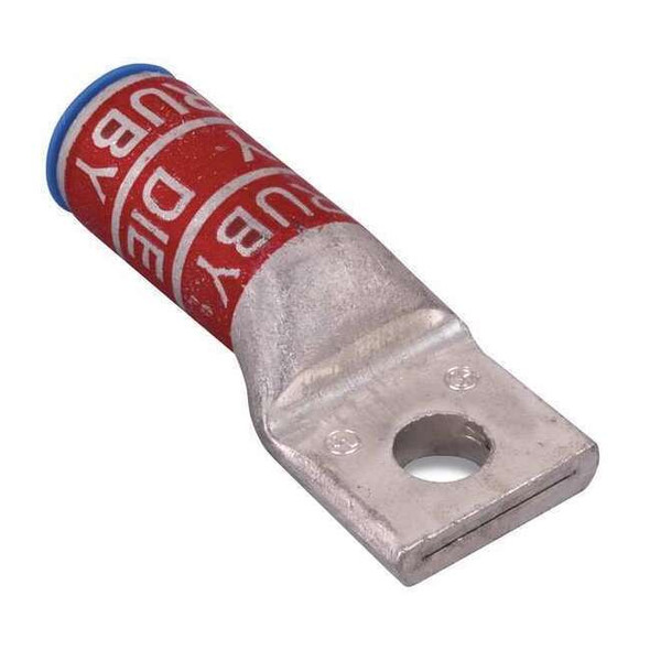 One-Hole Compression Lug, 3/0 AWG Max, 3/8 in Stud, Long Barrel, Aluminum, Ruby