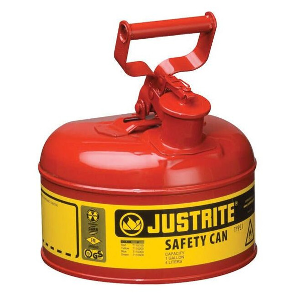 Justrite® Type I Safety Can, 1 gal, Red, 1/Each
