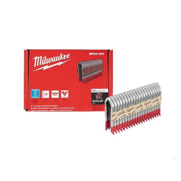 Cable Staples, 9 ga, Diamond Crown, 2 in Leg L, Aluminum, 960 PK