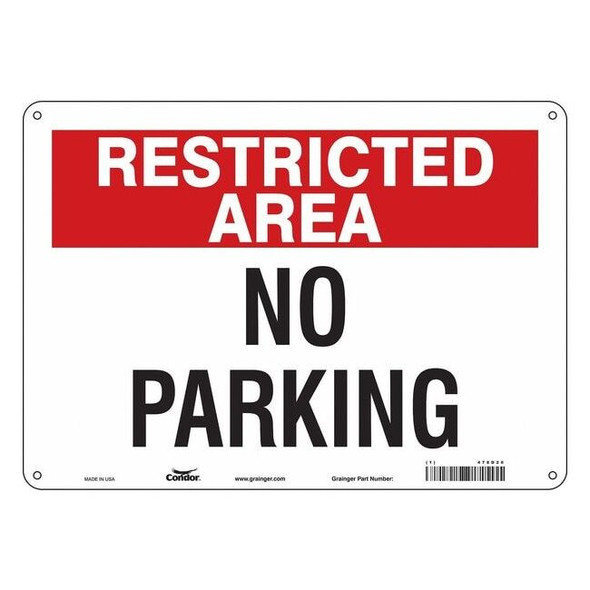 Condor Restricted Area No Parking Sign,10"x14, 478D20 478D20