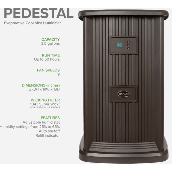 AirCare 3-1-2 Gal. Capacity 2400 Sq. Ft. Pedestal Evaporative Humidifier EP9800 500840