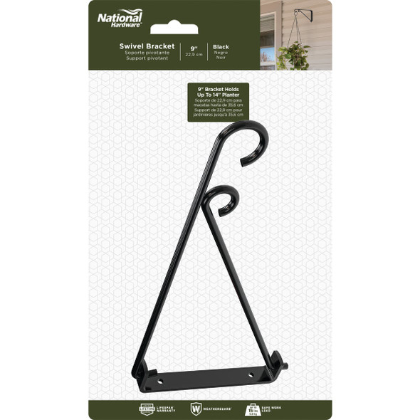National Hardware 9 In. Black Steel Swivel Hanging Plant Bracket National Hardware 9 In. Black Steel Swivel Hanging Plant Bracket