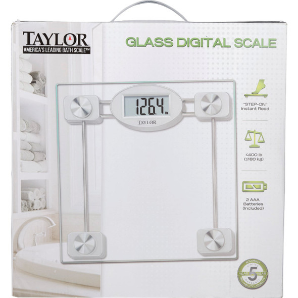 Taylor Digital 400 Lb. Glass Bath Scale, Clear Taylor Digital 400 Lb. Glass Bath Scale, Clear