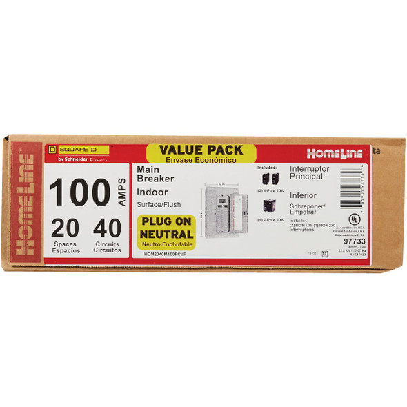 Homeline 100a 20sp Load Center HOM2040M100PCVP 502557