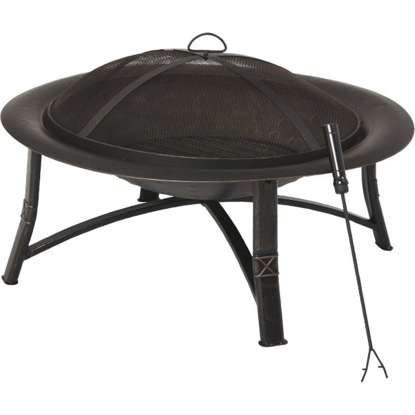 Outdoor Expressions 35 In. Antique Bronze Round Steel Fire Pit FT-21039