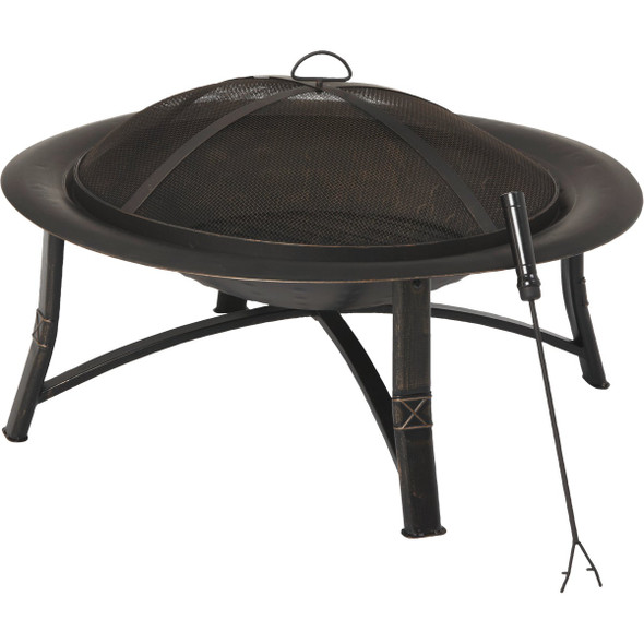 Outdoor Expressions 35 In. Antique Bronze Round Steel Fire Pit FT-21039