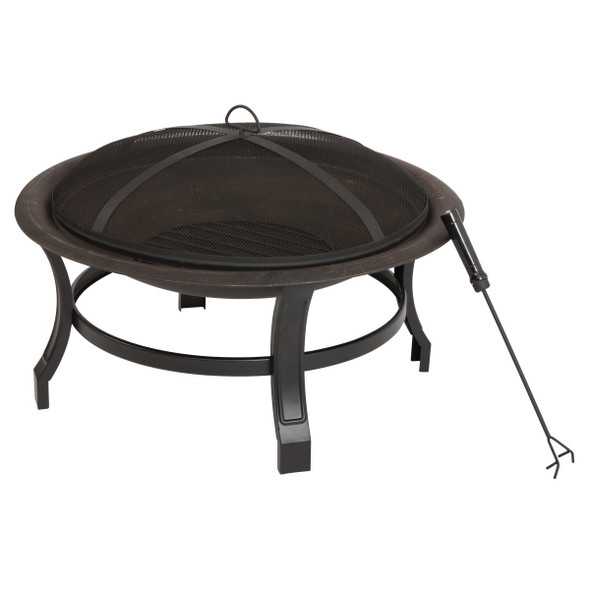 Outdoor Expressions 30 In. Antique Bronze Round Steel Fire Pit FT-51559