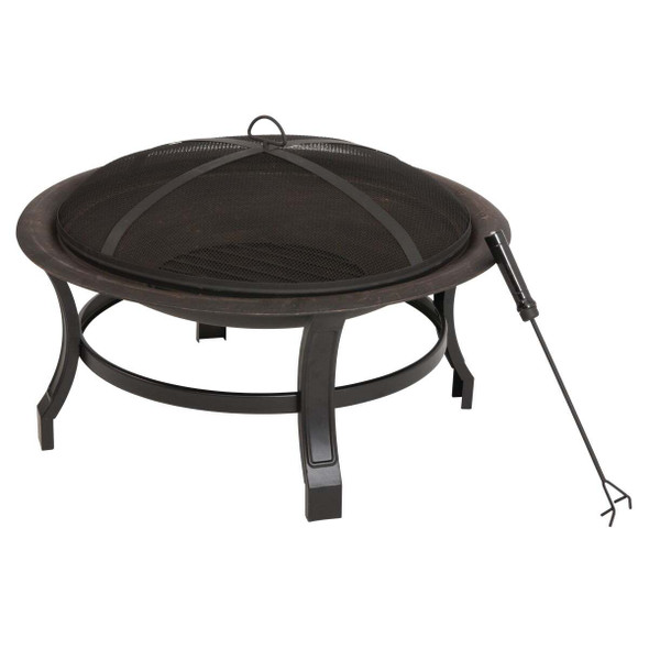 Outdoor Expressions 30 In. Antique Bronze Round Steel Fire Pit FT-51559