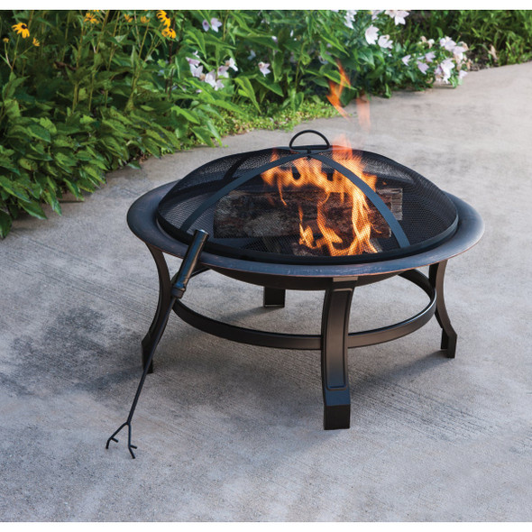 Outdoor Expressions 30 In. Antique Bronze Round Steel Fire Pit Outdoor Expressions 30 In. Antique Bronze Round Steel Fire Pit