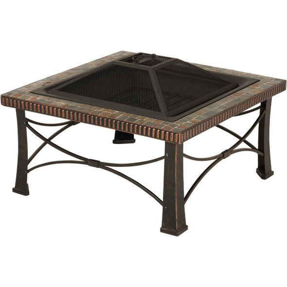 Outdoor Expressions 30 In. Slate Square Steel Fire Pit FTB-013SB