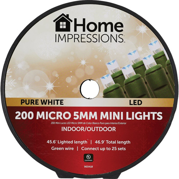 Home Impressions Pure White 200-Bulb Micro 5MM Mini LED Light Set KT-I200-57 903418