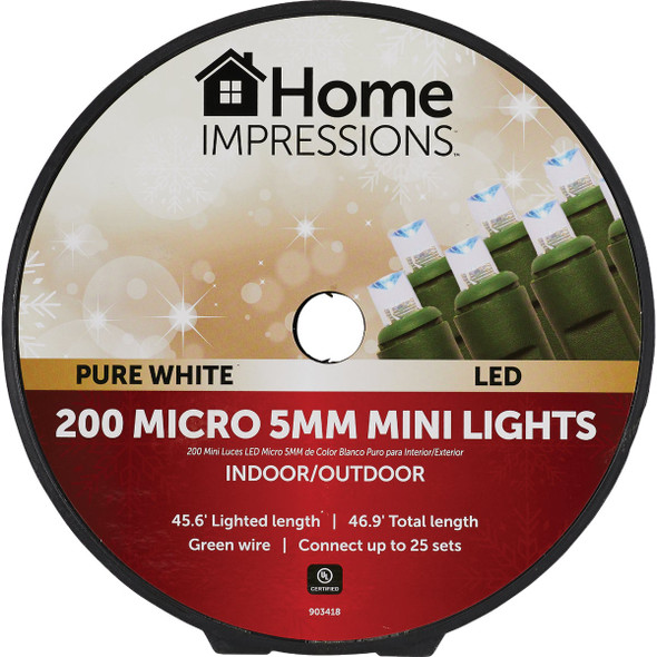 Home Impressions Pure White 200-Bulb Micro 5MM Mini LED Light Set