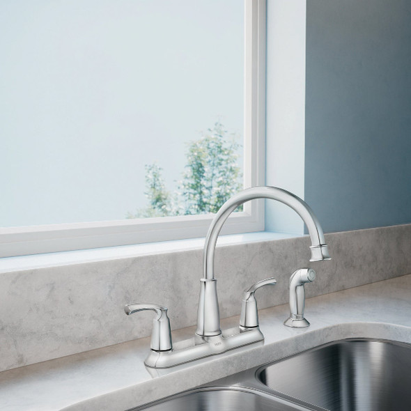 Moen Bexley 2-Handle Lever Kitchen Faucet with Side Spray, Chrome Moen Bexley 2-Handle Lever Kitchen Faucet with Side Spray, Chrome