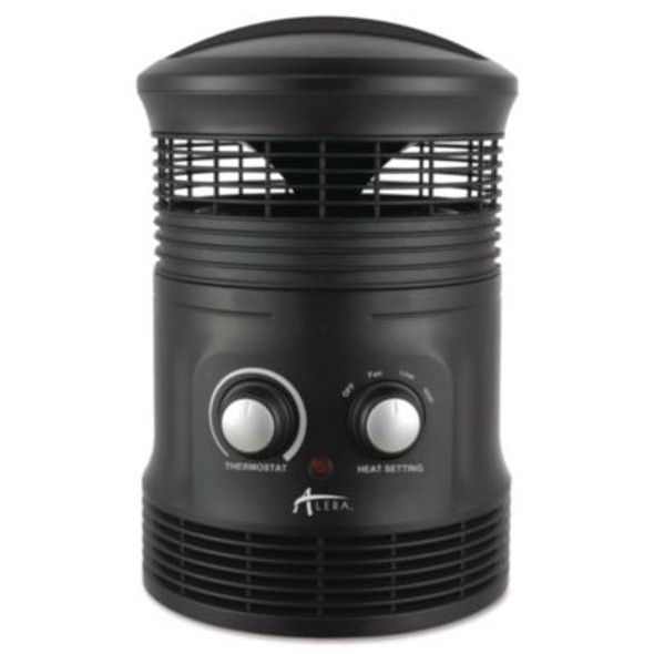 Alera® 360 Deg Circular Fan Forced Heater, 750 W, 8 x 8 x 12, Black HEFF360B