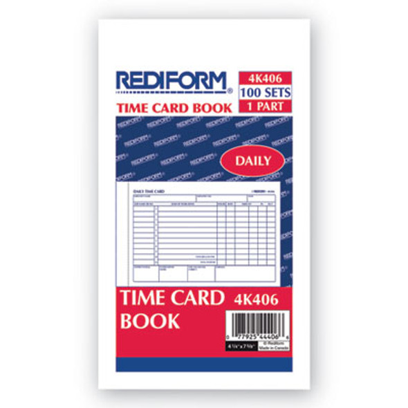 Rediform® Daily Employee Time Cards, Two Sides, 4.25 X 7, 100/pad 4K406