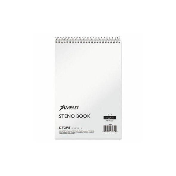 Ampad® Steno Pads, Tan Cover, Gregg Rule, (70) White 6 x 9 Sheets 25-472