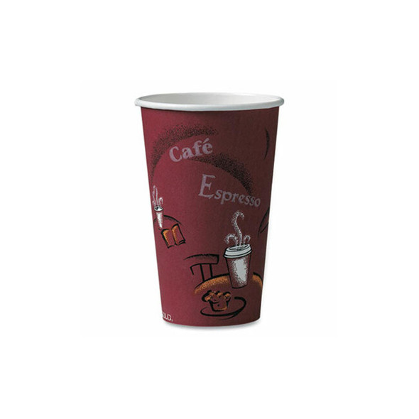 SOLO® Paper Hot Drink Cups in Bistro Design, 16 oz, Maroon, 50/Pack 316SI-0041 SOLO® Paper Hot Drink Cups in Bistro Design, 16 oz, Maroon, 50/Pack 316SI-0041
