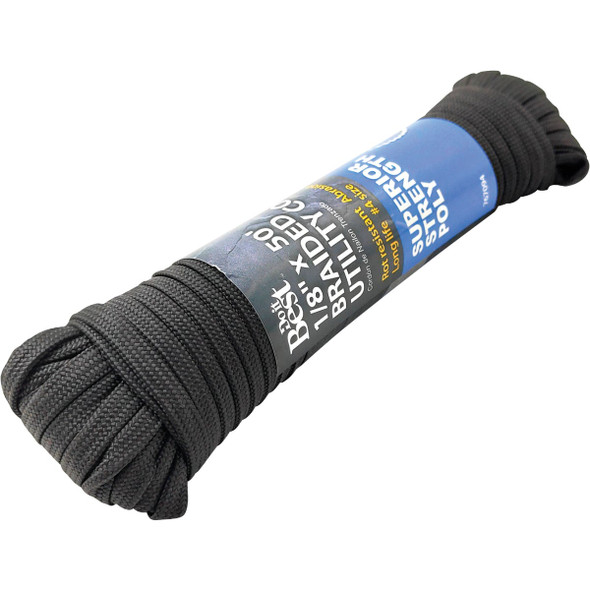 Do it Best 1/8 In. x 50 Ft. Black Braided Polypropylene Paracord Do it Best 1/8 In. x 50 Ft. Black Braided Polypropylene Paracord