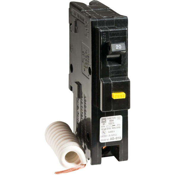 Square D Homeline 20A Single-Pole GFCI Breaker HOM120GFICP