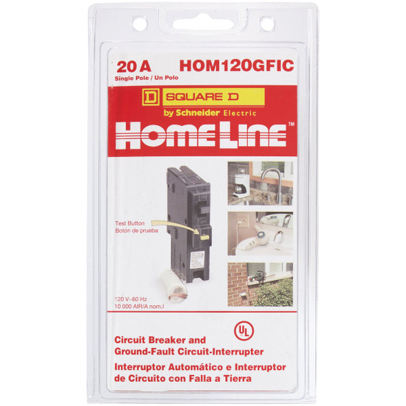 Square D Homeline 20A Single-Pole GFCI Breaker Square D Homeline 20A Single-Pole GFCI Breaker