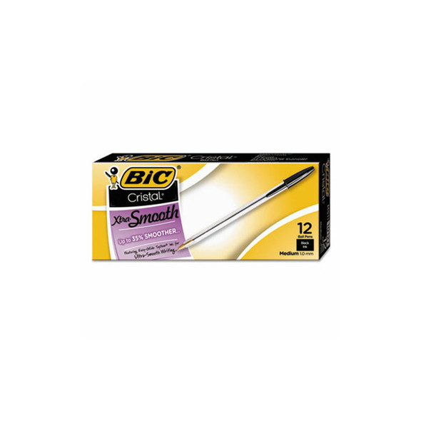 BIC® PEN,BALLPNT,CRYSTL,MED,BK MS11 BLK