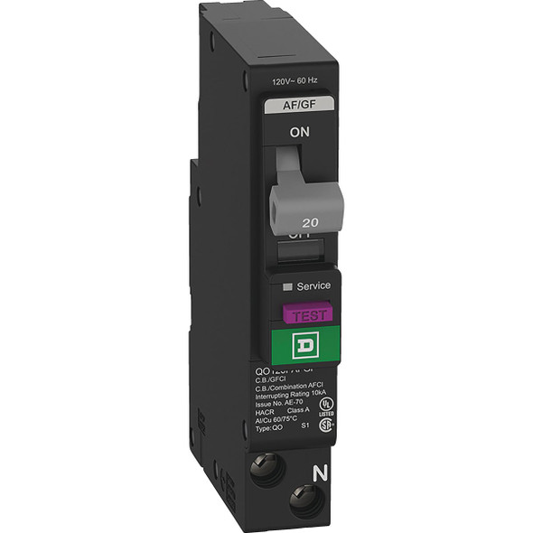 Square D QO 20A Single-Pole Dual Function Circuit Breaker QO120PAFGFC