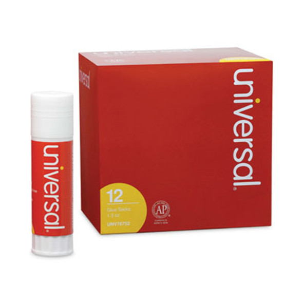 Universal® Glue Stick, 1.3 Oz, Applies And Dries Clear, 12/pack UNV76752
