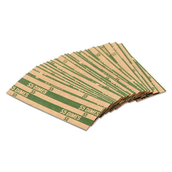 Pap-R Products Flat Coin Wrappers, Dimes, Green/Kraft, 1,000/Box 30010 Pap-R Products Flat Coin Wrappers, Dimes, Green/Kraft, 1,000/Box 30010