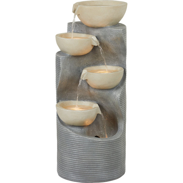 Best Garden 16 In. W. 35 In. H. x 16 In. L. Polyresin Bowl Fountain with LED WXF1905563-P 873582