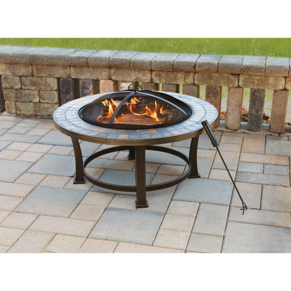 Outdoor Expressions 34 in. Antique Bronze Round Steel Fire Pit FTB-51216 800945