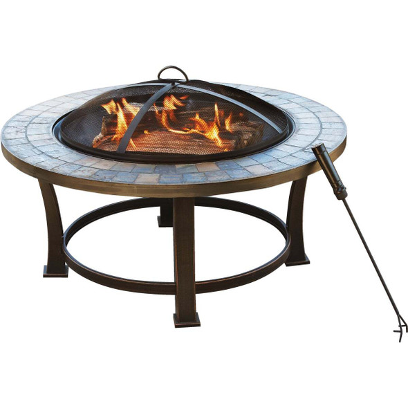 Outdoor Expressions 34 in. Antique Bronze Round Steel Fire Pit FTB-51216