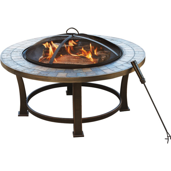 Outdoor Expressions 34 in. Antique Bronze Round Steel Fire Pit FTB-51216