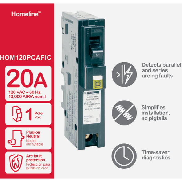 Homeline 20a Hompon Cafci Breaker HOM120PCAFIC 501846