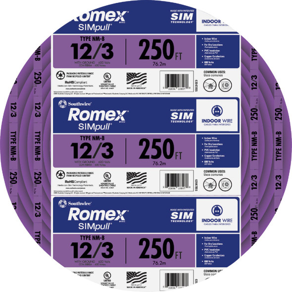 Romex 250 Ft. 12/3 Solid Purple NMW/G Electrical Wire 63947872