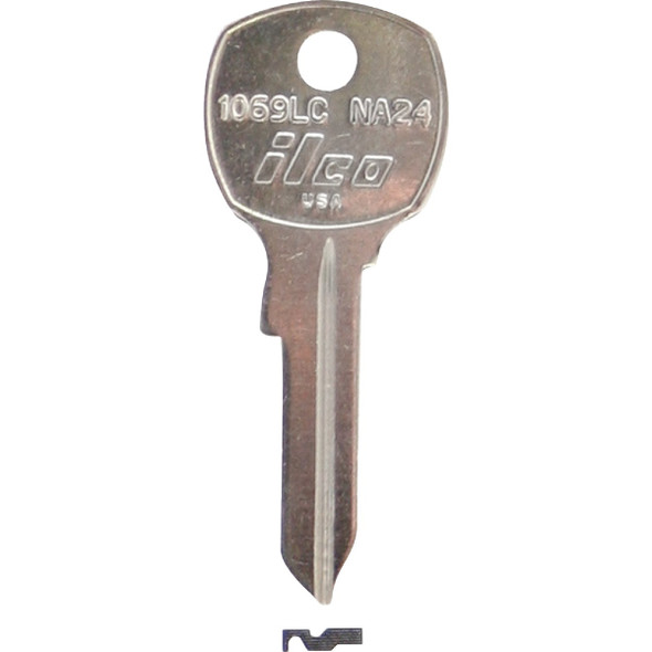 ILCO National Nickel Plated File Cabinet Key NA24 / 1069LC (10-Pack) IAL3485806B