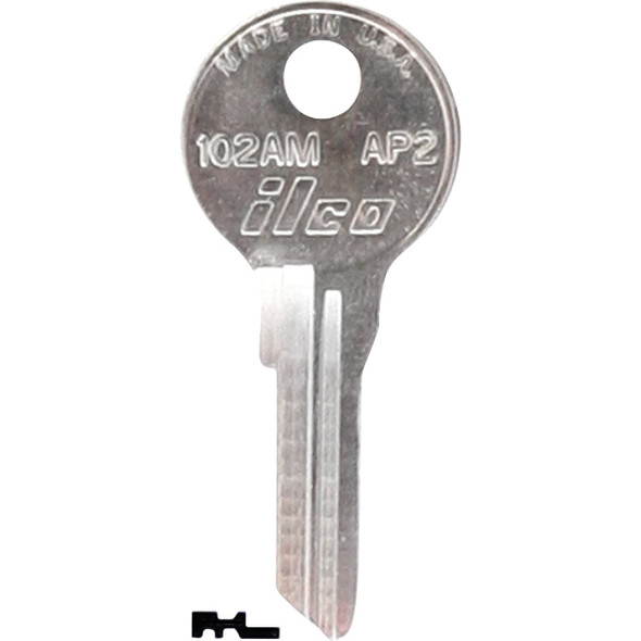 ILCO APS Nickel Plated File Cabinet Key AP2 / 102AM (10-Pack) IAL2529611B