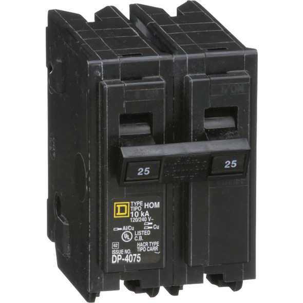 Square D Homeline 25A Double-Pole Standard Trip Circuit Breaker HOM225CP