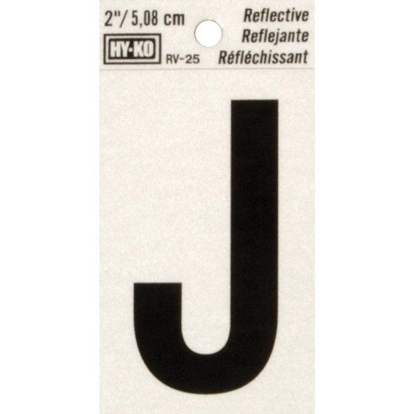 Hy-Ko Vinyl 2 In. Reflective Adhesive Letter, J RV-25/J Pack of 10