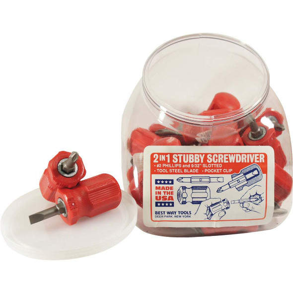 Best Way Tools 2-in-1 Stubby Multi-Bit Screwdriver (24pc disp) B26061