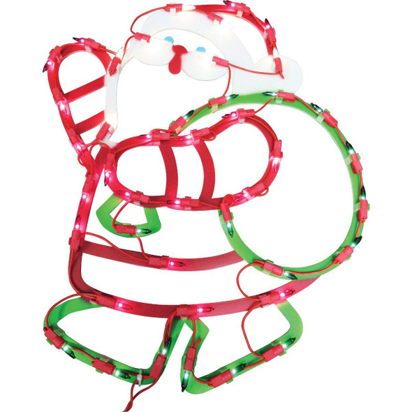 J Hofert 17.5 In. Pre-Lit Waving Santa Plaque with 43 Lights 1548-WS