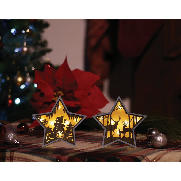 Alpine 2 In. W. x 9 In. H. x 10 In. L. Warm White LED Wooden Star Pack of 12 WXY144ABB 925517