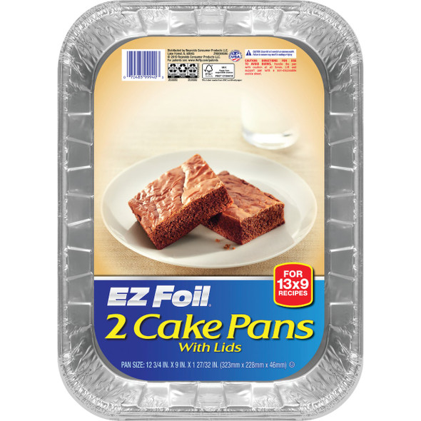 EZ Foil Rectangular Cake Pan with Lids (2-Piece) Z99940 Pack of 9