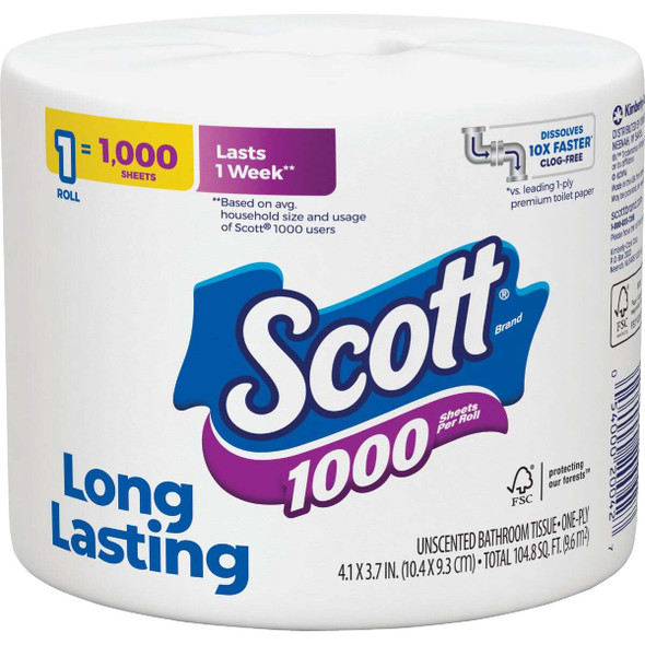 Scott 1000 Sheets Per Roll Regular Toilet Paper 39327 Pack of 36