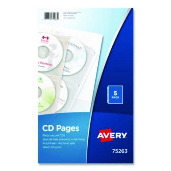 Avery® HOLDER,CD PAGES,5/PK 75263