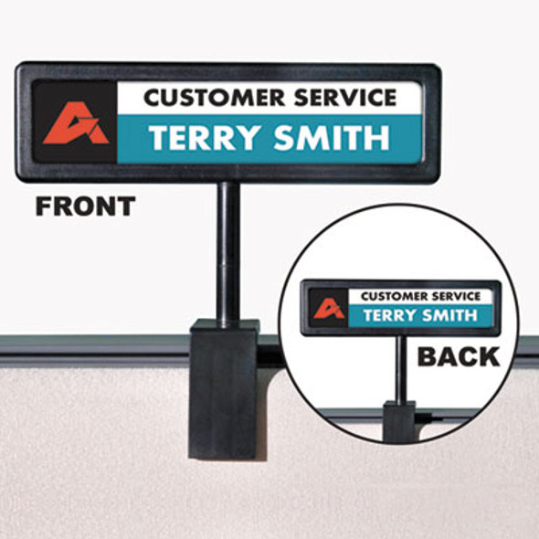 Advantus People Pointer Cubicle Sign, Plastic, 8.5 X 2, Black 75334