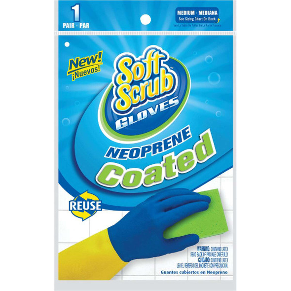 Soft Scrub Medium Neoprene Coated Latex Rubber Glove 12682-26