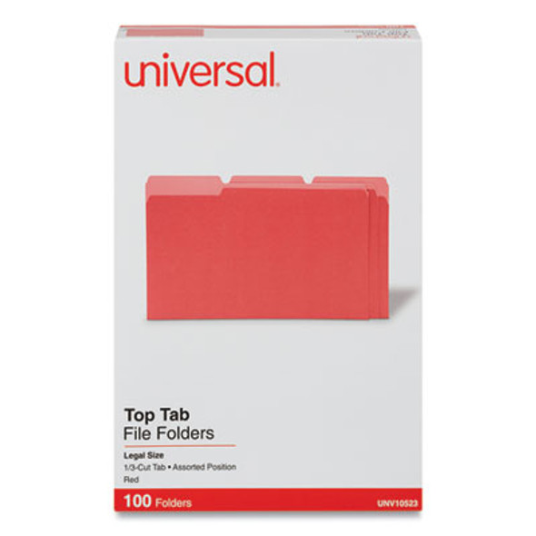 Universal® FOLDER,FILE,1/3C,LGL,RD UNV10523
